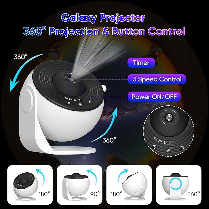 Galaxy Projector for Bedroom,13 in 1 Star Projector with Timer and 3 Button Control 360° Rotating Planetarium Ceiling Night Light Projector for Kids,Adult,Gifts,Ceiling,Bedroom Room Decor