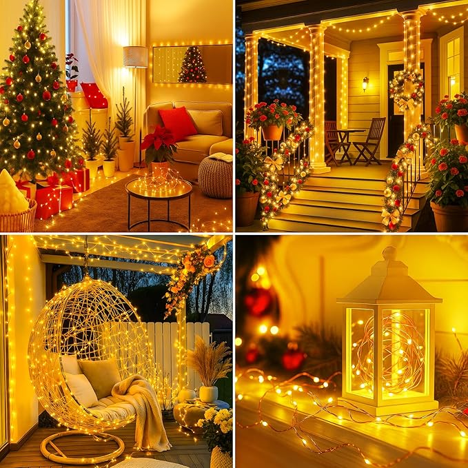 btfarm Fairy Lights Plug in with Remote, 33FT 100 LED Outdoor Twinkle Lights Waterproof with Timer, 8 Modes Indoor String Lights for Bedroom Patio Garden Wedding Christmas Decoration, Warm White