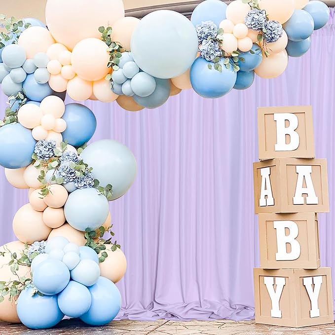 MEETSKY 10ft x 8ft Light Purple Backdrop Curtain for Parties Wedding Photo Background Rod Pocket Curtains Backdrop Drapes Home Decoration for Birthday Party Baby Shower Photoshoot, 5ft x 8ft, 2 Panels