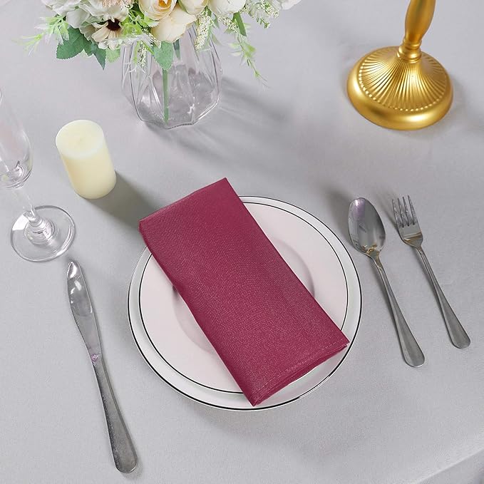 Cloth Napkins 20x20 inch Washable Polyester Dinner Napkins Soft Table Napkins for Wedding Party Dining Banquet(Burgundy,25PCS)
