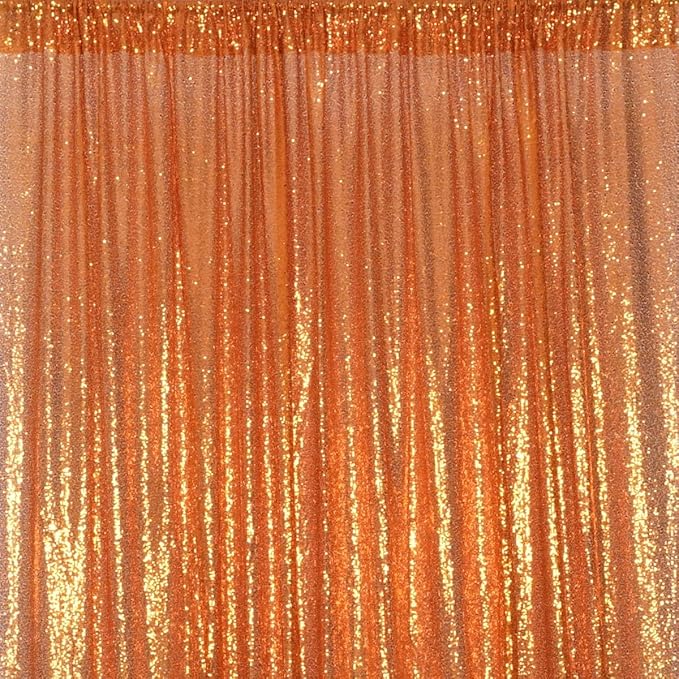 Poise3EHome 6FT x 8FT Orange Sequin Photography Backdrop Curtain for Halloween Party Decoration