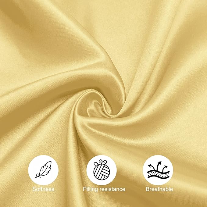 Horbaunal 16 Pack Gold Satin Napkins 17 x 17 Inch, Square Soft Table Dinner Napkins, Silky Cloth Napkins Table Decoration for Weddings Banquets Parties