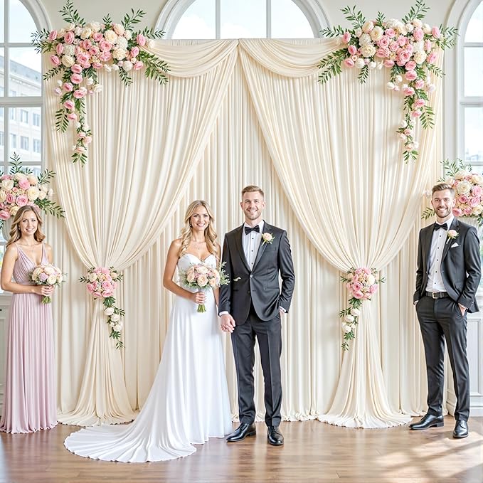 20ft x 12ft Champagne Backdrop Curtains Wrinkle Free Backdrop Curtain for Wedding Parties Fabric Backdrops Drapes Back Drop Cloth Bridal Shower Stage Curtains Wedding Decorations for Reception