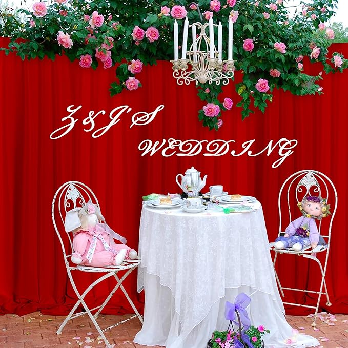 MEETSKY Red Backdrop Curtains for Party Valentine's Day Arch Stage Wedding Ceremony Red Curtains Fabric Photography Backdrop Drapes for BBirthday Party Baby Shower Christmas, 5ft x 10ft, 2 Panels