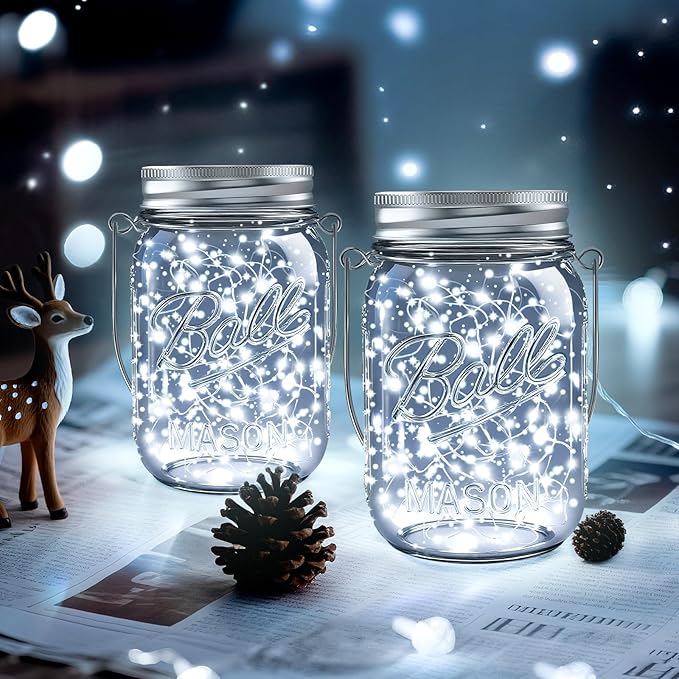 ZNYCYE Mason Jar Solar Lights for Outside, 12 Pack 30LED Fairy Lights Mason Jar Solar Lids Outdoor Waterproof String Lights with Hangers(NO Jars) for Patio Garden Yard Lawn Decoration - Cool White