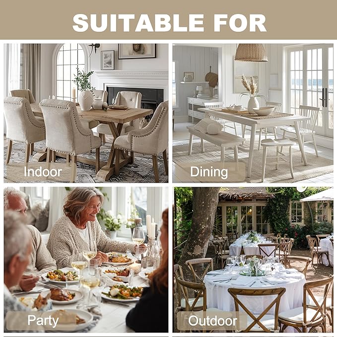 Hiasan Faux Linen Rectangle Tablecloth - Wrinkle and Stain Resistant Washable Table Cloth for Kitchen Dining Room Holiday Table Cover for Dinner, Champagne, 54 x 120 Inch