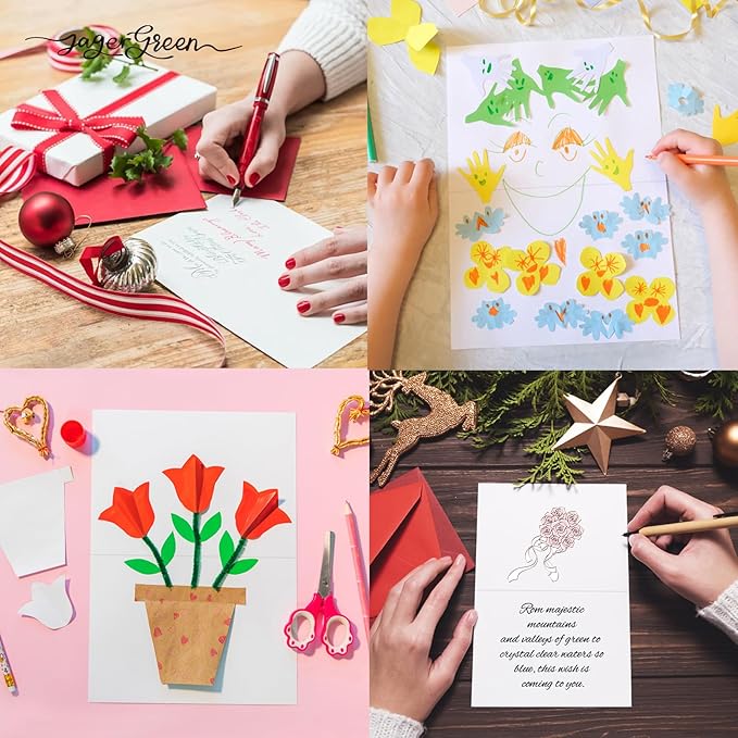 50 Pack 5x7 Thank You Cards, White Blank Card Stock Bulk, Thick Folded Heavy Card Paper, Thank You Notes for Wedding Invitation, Greeting Cards, Envelopes, Card Making Supplies (Cards Only)