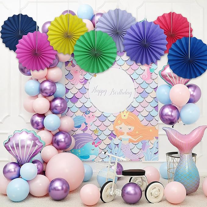 Blue Party Decorations,Blueberry Party Decorations Decorations Party Paper Fans Bulk 12in,Graduation Decoration Classroom Decor, Western Themed Party Decorations 30 Color DIY Set (Deep Blue)