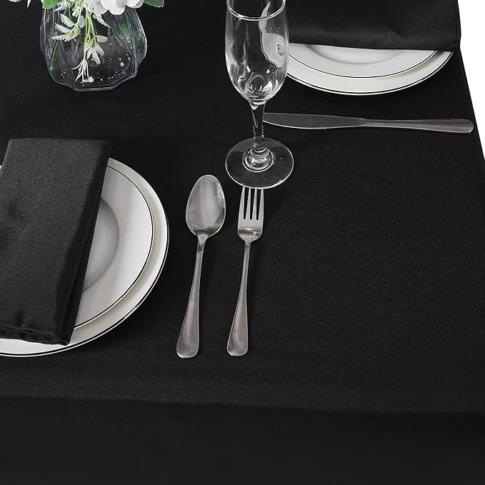 Cupuamon Square Tablecloth 70x70 inch Washable Polyester Fabric Table Cloth for Wedding Party Dining Banquet Decoration(70x70,Black)