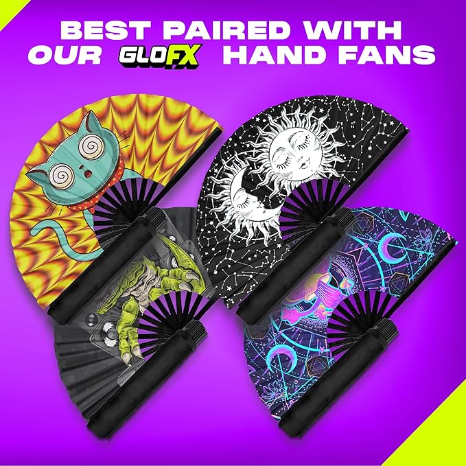 GloFX Black Folding Fan Holster – Universal Belt Holster for 13-Inch Handheld Fans – Waist Clip Fan Holder for Festivals, Dance, and Everyday Use