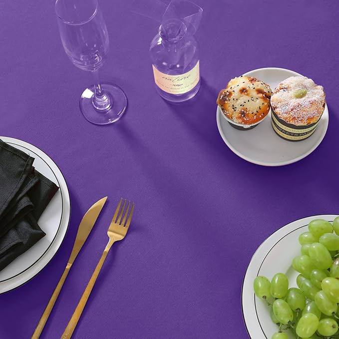 60 inch Round Tablecloth Washable Polyester Table Cloth Decorative Table Cover for Wedding Party Dining Banquet(60 inch,Purple)