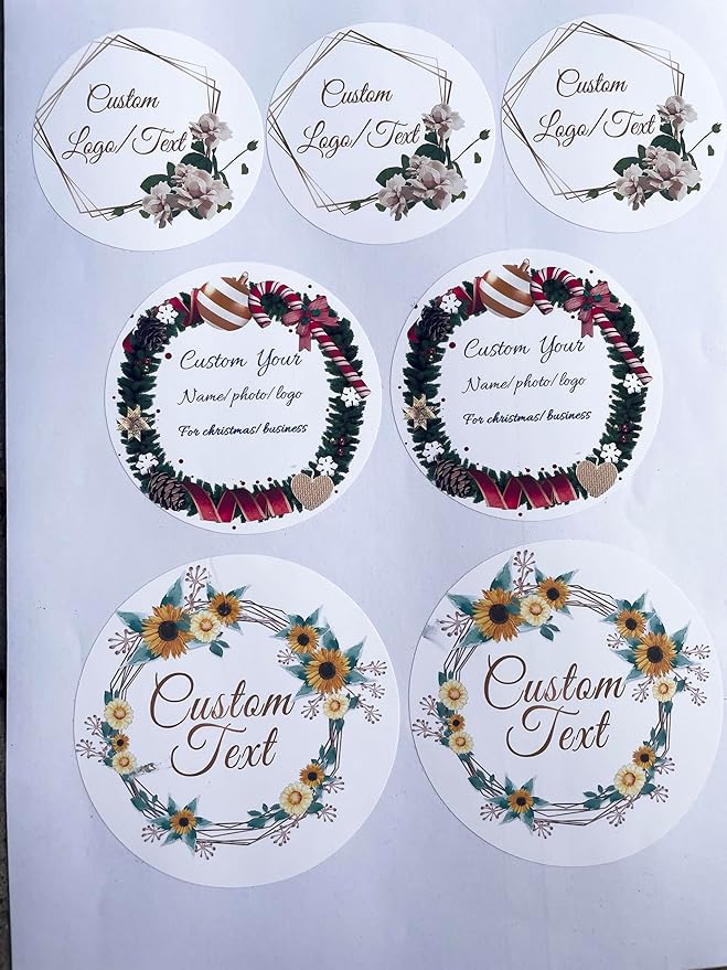 Premium Custom Stickers Labels - Personalized Stickers for Businesses Logo and Name. Birthday Pets and Label Product Boxes Wedding Favors Waterproof Labels (wreath 19, 2 inch)