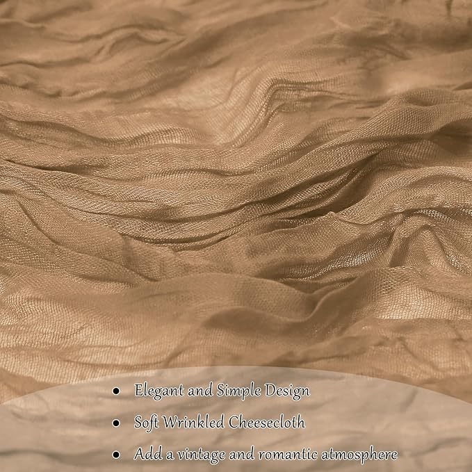 1-Pack Khaki Cheesecloth Table Runners – 10FT (35x120 Inch) Boho Rustic Gauze Fabric Cheese Cloth Table Runner for Weddings, Baby Showers, Bridal Shower, Farmhouse & Birthday Party Decor