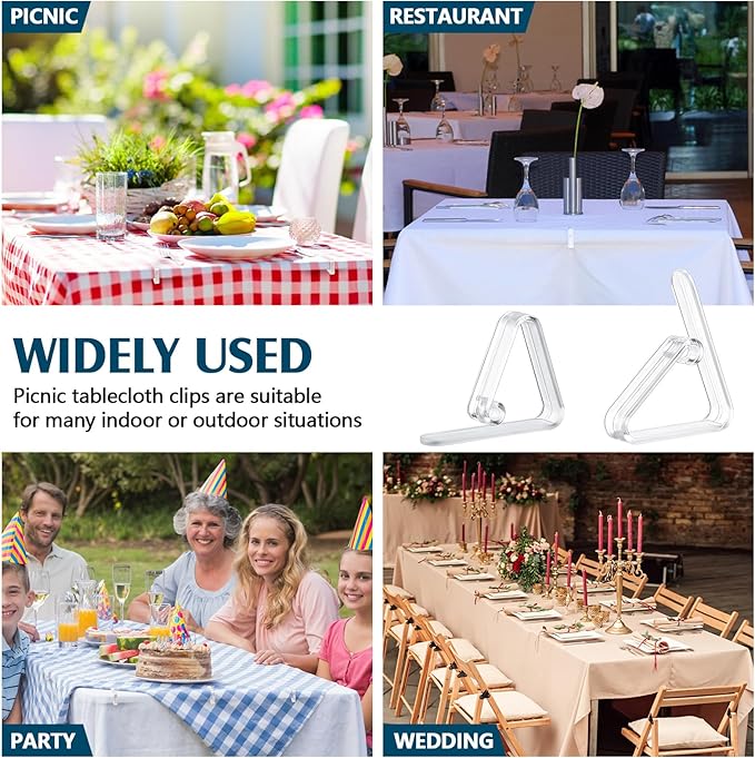 Wenqik 240 Pcs Tablecloth Clips Transparent Clear Plastic Table Cloth Holders Clips Table Cloth Clamps for Indoor Outdoor Birthday Home Wedding Camping Picnic Party Supplies