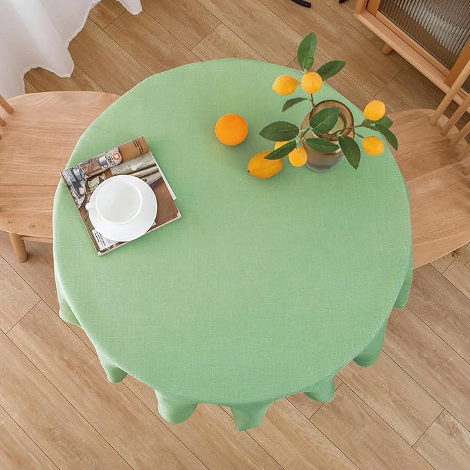 NLMUVW Light Green Round Tablecloth 36 Inch, Small Linen Table Cloth Rustic Farmhouse Table Cover for Kitchen Dining Coffee