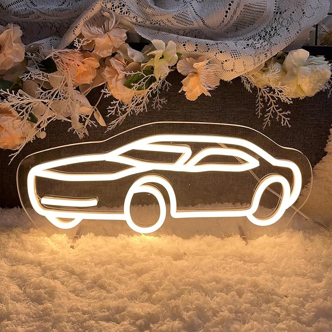 Sports Car Table Number Neon Sign Desk Lamp Night Light Wedding Letter LED Neon Sign Wedding Table Decorations Neon Light Shop Bedroom Home Room Decor Christmas Party Warm White USB 40×17.9CM