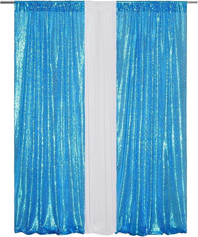 Eternal Beauty 4 PCS Sequin Backdrop Curtain, Sequin Wedding Backdrop for Christmas Party, Birthday (Turquosie 2FTx8FT)