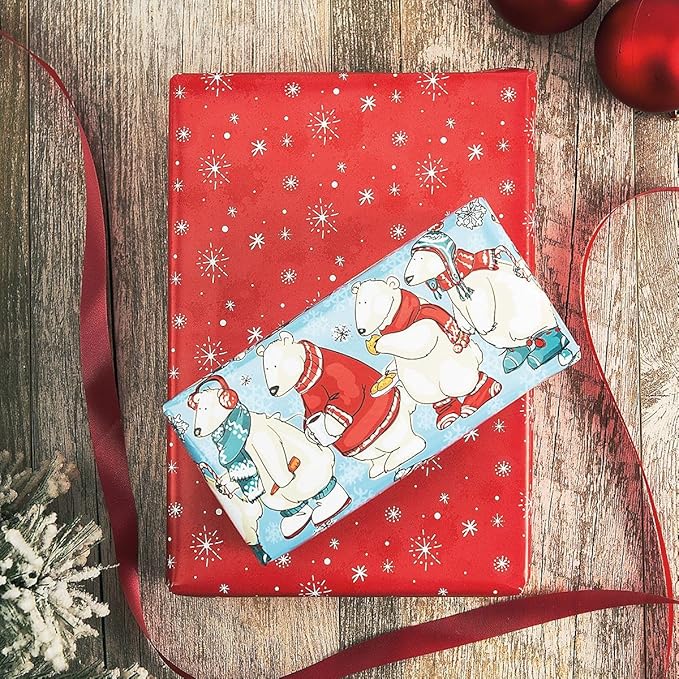 Current Have Yourself a Beary Little Christmas Double-Sided Jumbo Rolled Gift Wrap, Premium Semi-Gloss 23-Inch x 32-Foot Wrapping Paper Roll, 61 Square Feet Total