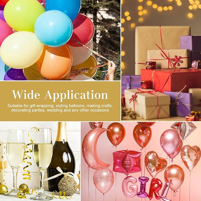 500 Yards Gold Curling Ribbon-Balloon String-Balloon Ribbon Roll for Party Decoration, Gift Wrapping, Wedding, Art Crafts, Florist Flower