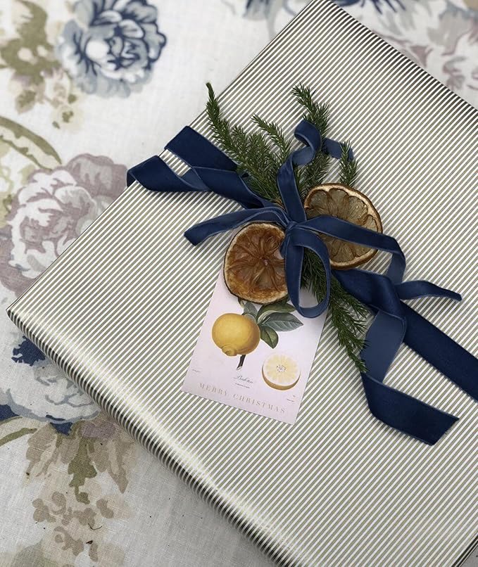 Navy Blue Christmas Velvet Ribbon for Tree, Gift Wrapping, Flower Bouquet, Wreath Decorations, Bow Making 5/8'', 25 Yards