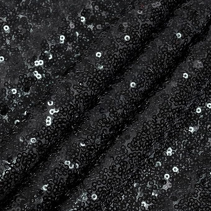 Eternal Beauty Black Sequin Backdrop, 7x7 Ft Halloween Glitter Background Curtains for Shimmer Photography Party Wedding Birthday Back Drop Decor