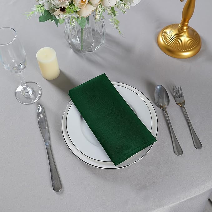 Cloth Napkins 17x17 inch Washable Polyester Dinner Napkins Soft Table Napkins for Wedding Party Dining Banquet(Hunter,100PCS)