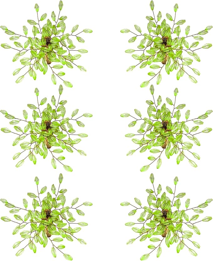Napkin Rings Set of 6 for Dining Table Decoration Parties Everyday Metal Napkin Holder Leaf Green (Pack of 6)