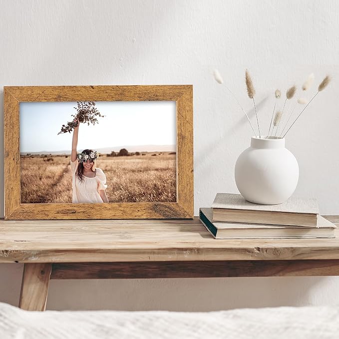 TWING 5x7 Picture Frames Set of 6, Rustic Photo Frames Collage for Wall Decor Mounting or Table Display,Home Decorative Wall Gallery Picture Photo Frame Wood Brown,Walnut