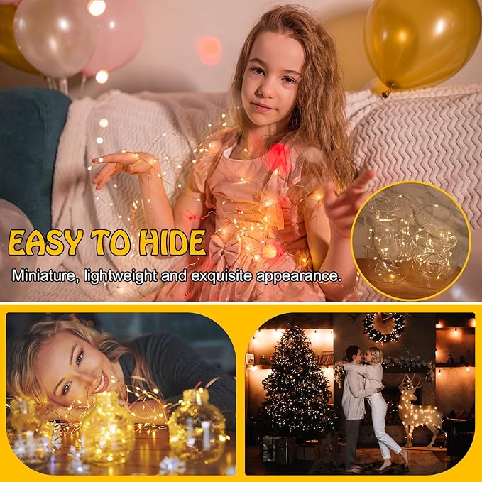 24Pack Fairy Lights,Battery Operated String Light,6.6FT 20 LED Mason Jar Lights,Waterproof Silver Wire Firefly Light,Mini String Light for Mason Jars Wedding Party Christmas Decor,Warm White