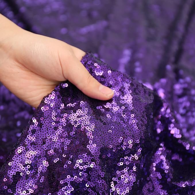 Eternal Beauty Purple Sequin Backdrop Curtains, Halloween Shimmer Back Drop 2Panels-2FTx8FT for Christmas, Party, Birthday, Photography, Wedding, Baby Shower Event Decoration
