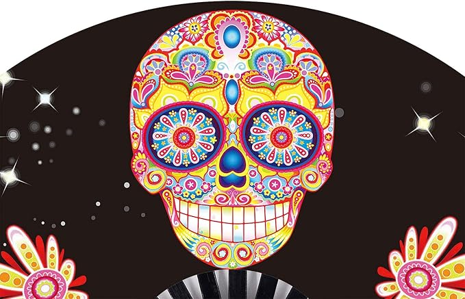 Amajiji Large Folding Hand Rave Fan Popping Fan for Line Dancing Clacking Fans for Boots On The Ground Dance,Party,Decoration,Festival (Alien)