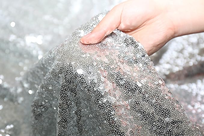 Poise3EHome Silver Sequin Backdrop Curtains,4 Panels 2FTx8FT Glitter Background for Party Birthday Party Baby Shower Wedding Christmas Thanksgiving Halloween Holiday Festival Decor