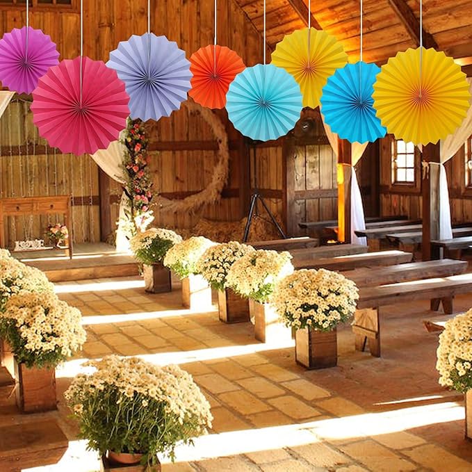 Morange Party Decorations,,Halloween Decor Events Accessories,Orange Birthday Decorations,Sunset Party Decorations,Party Fans 30 Color DIY Set (Morange)