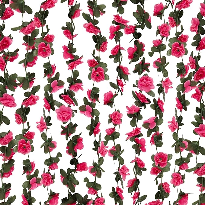 8 Pcs 65.6 Ft Flower Garland Rose Vines, Rose Garland for Decoration, Flower Vine for Room Table Birthday Wedding Party Garden Wall Decor