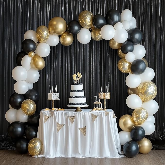 20ftx10ft Black Sequin Backdrop Curtain Panels for Parties, Wrinkle Free Glitter Photo Backdrop Drapes 4 Panels 5x10FT Shiny Back Drop Cloth for Wedding Birthday Christmas Photography Background