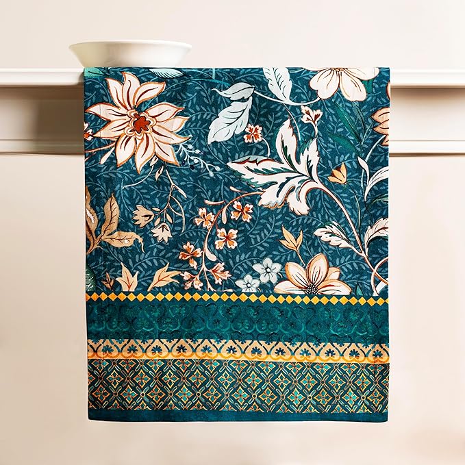 Maison d' Hermine Table Runner 100% Cotton Single Layer Table Runners 72 inches Long for Thanksgiving Christmas Decorations Home Kitchen Dining Party Wedding (Luxury Loft - Dark Teal, 14.5" x 72")