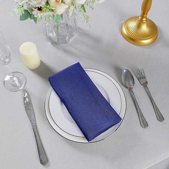 Cloth Napkins 17x17 inch Washable Polyester Dinner Napkins Soft Table Napkins for Wedding Party Dining Banquet(Royal Blue,12PCS)
