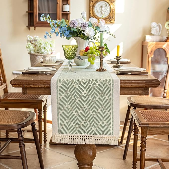 Table Runners 138 Inches,Waterproof Boho Table Runner with Tassel Fringe,Table Runner for Party Coffee Table