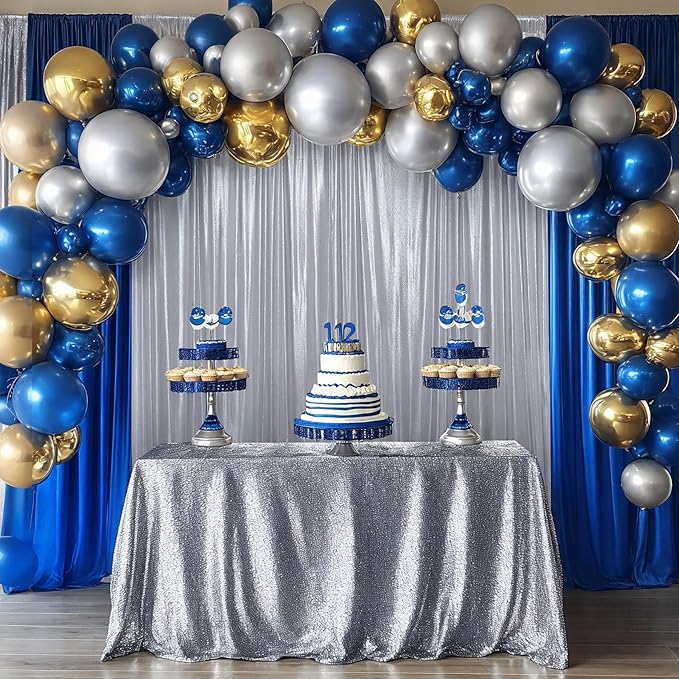 10ftx10ft Sequin Silver Backdrop Curtain for Parties, Wrinkle Free Thick Glitter Photo Backdrop Drapes 2 Panels 5x10FT Shimmer Back Drop Cloth for Wedding Birthday Christmas Photography Background