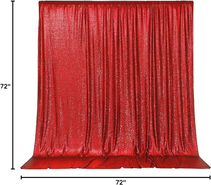 PartyDelight Dark Red Sequin Backdrop Sparkly Wedding Curtain Special Events Party 6FTx6FT
