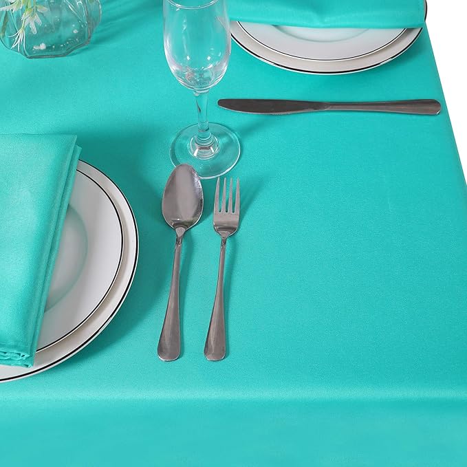 60 inch Round Tablecloth Washable Polyester Table Cloth Decorative Table Cover for Wedding Party Dining Banquet(60 inch,Turquoise)