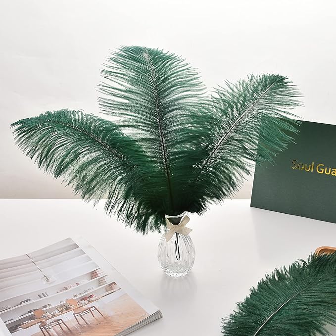 Ballinger Blackish Green Ostrich Feathers Bulk- 24pcs 10-12inch for Wedding Party Centerpieces Christmas Decor