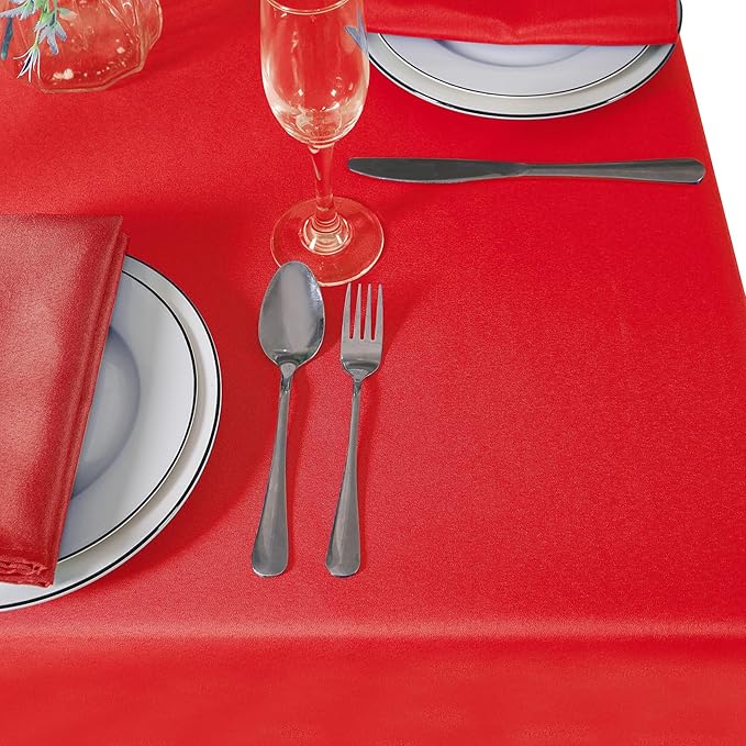 60 inch Round Tablecloth Washable Polyester Table Cloth Decorative Table Cover for Wedding Party Dining Banquet(60 inch,Red)
