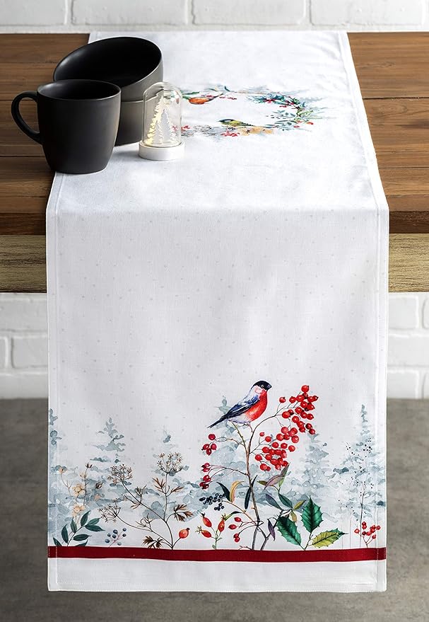 Maison d' Hermine Table Runner 100% Cotton Double Layer Table Runners 108 inches Long Decorative for Home Kitchen Dining Party Baby Shower Wedding Bridal Shower (Morzine, 14.50" x 108")