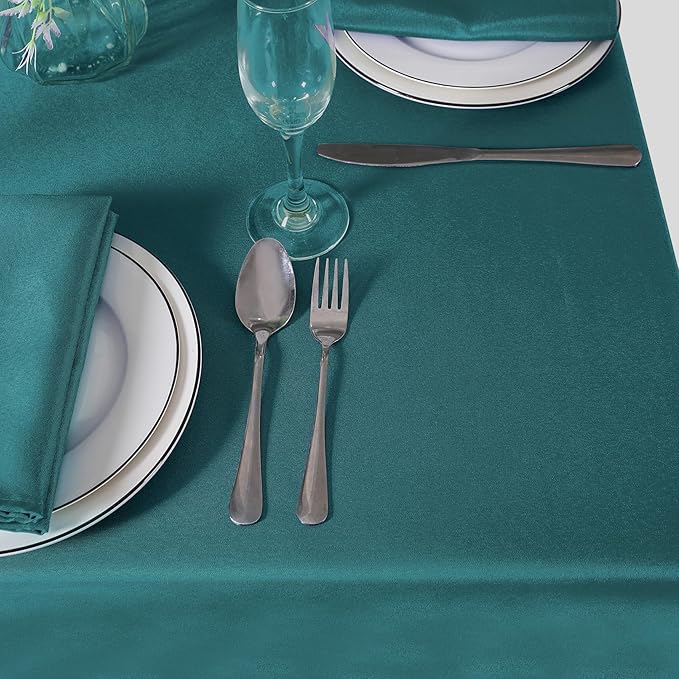 60 inch Round Tablecloth Washable Polyester Table Cloth Decorative Table Cover for Wedding Party Dining Banquet(60 inch,Peacock Blue)