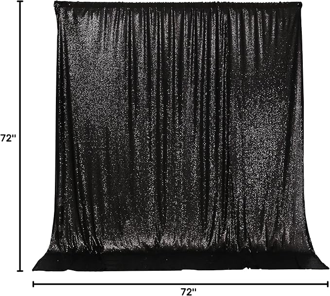 PartyDelight Black Sequin Backdrop Sparkly Photography Glitter Back Drop Curtain Special Events Party 6Ftx6Ft