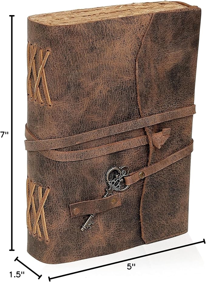 cuero Vintage Leather Journal - Antique Handmade Leather Bound journal with deckle edge paper for Men And Women Diary - Leather Sketchbook - Drawing Journal Notebook - Great Gift (5 by 7 inch)