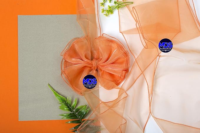 MDS Pack of 150 PCS Organza Chair Sashes Wider Dining Chair Bows Ribbon Tie Back for Wedding Party Birthday Bridal Shower Reception Event Banquet Home Chair Cover Decoration - Peach