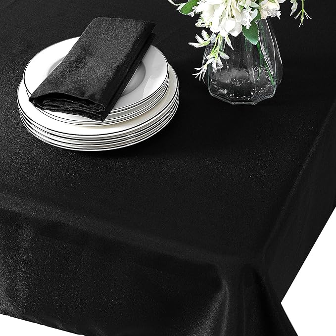 Cupuamon Square Tablecloth 52x52 inch Washable Polyester Fabric Table Cloth for Wedding Party Dining Banquet Decoration(52x52,Black)