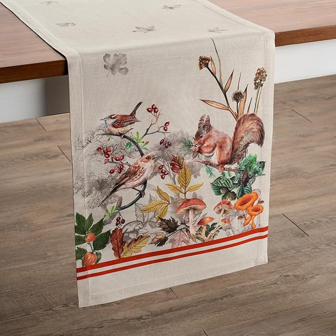 Maison d' Hermine Table Runner 100% Cotton Single Layer Table Runners 72 inches Long for Thanksgiving Christmas Decorations Home Kitchen Dining Party Wedding (Recolte, 14.5" x 72")